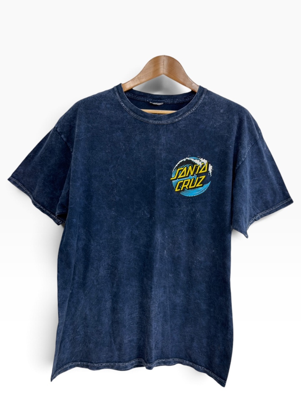 Santa Cruz Men’s Large Navy Acid Wash Mineral Wash Logo Graphic T-Shirt Skate